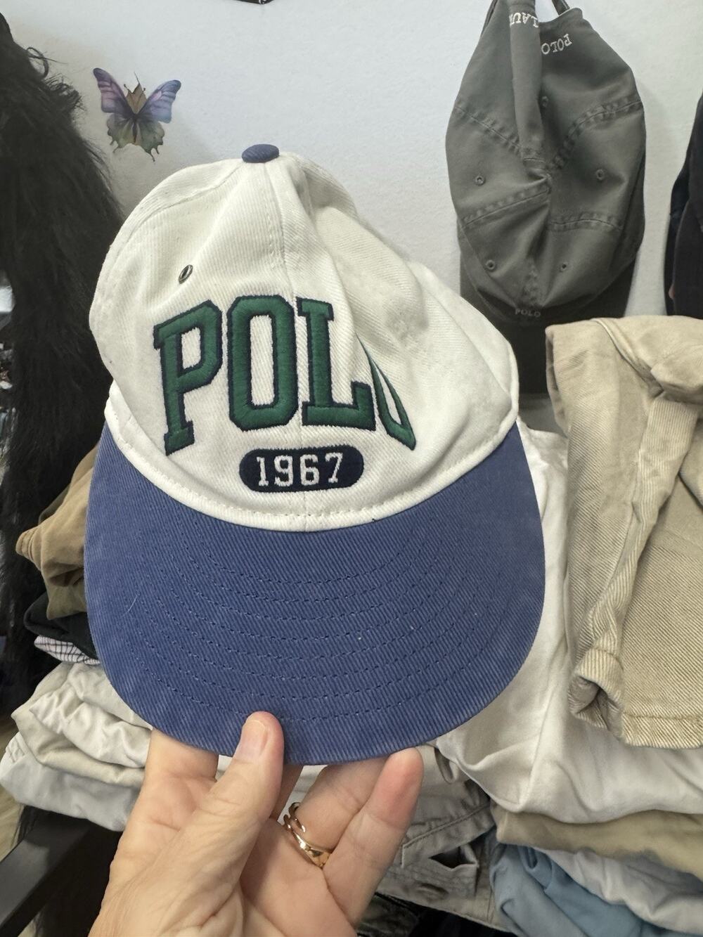Polo Ralph Lauren White/Blue vintage 2002 Men's Baseball Cap One Size